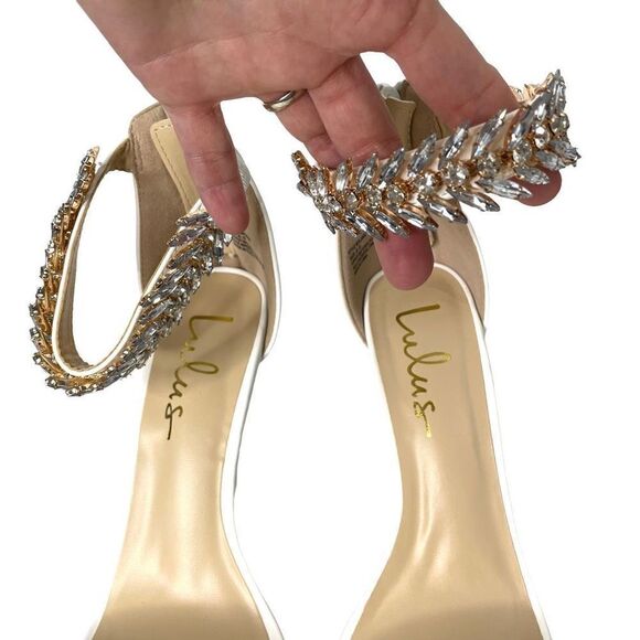 NEW Lulu’s Mylanie Rhinestone Ankle Strap Heels Size 8.5‎ bridal wedding prom - Picture 8 of 11